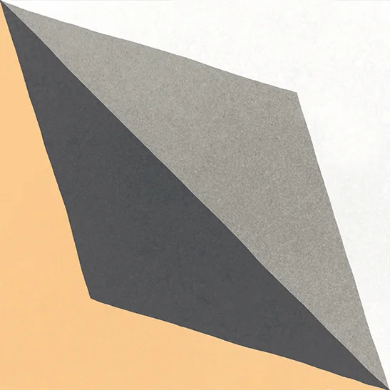 Bodenfliese Caprice Deco Wave Colours von Equipe, matt, 20x20cm, mit geometrischem Muster aus Dreiecken und Linien in Beige, Grau und Schwarz, mit sanften Übergängen