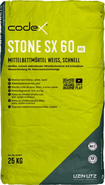 Codex Stone SX 60 MB Mittelbettmörtel weiß, schnell - 25 KG