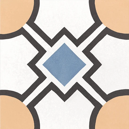 Bodenfliese Caprice Deco Patchwork Colours von Equipe, matt, 20x20cm, farbenfrohes Patchwork in Rot, Blau, Gelb und Beige