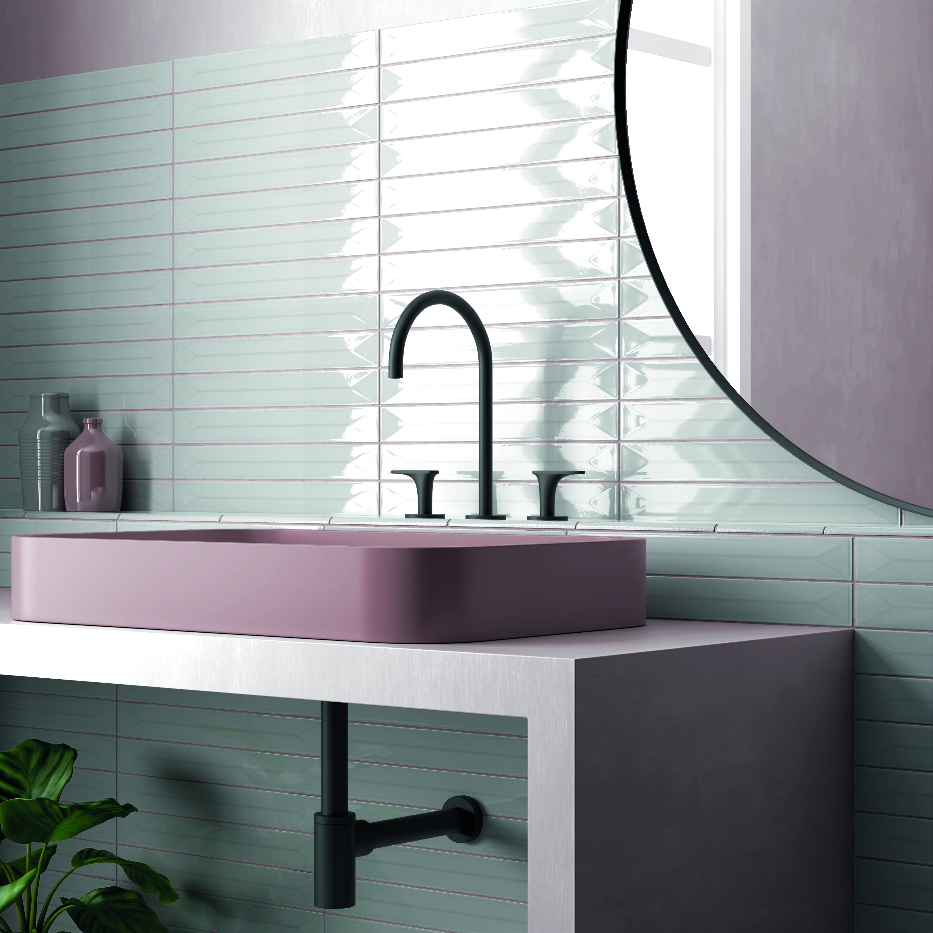 Equipe Vitral Light Grey - 5x40 cm glaenzend